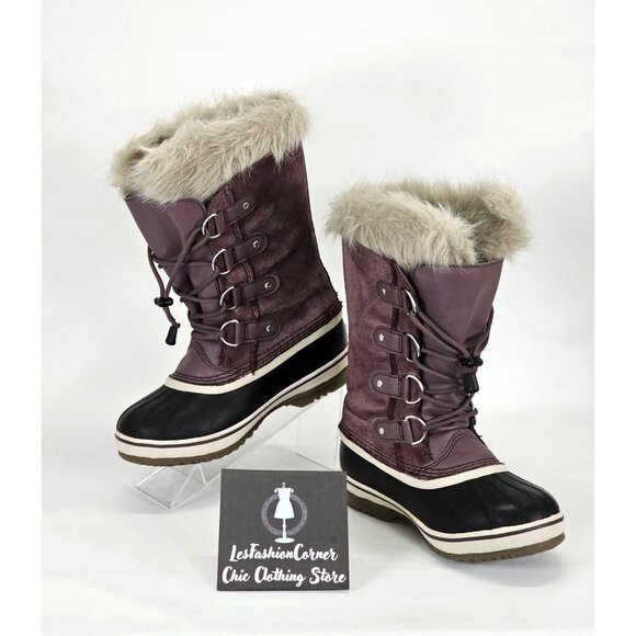 Sorel Women's Joan Of Artic Snow Winter Boots Lace Up Leather Faux Fur Sz 5 1404 - Picture 3 of 13